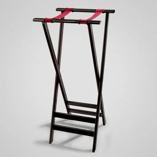 Tall Wood Folding Tray Stand Mahogany — TRS-1024
