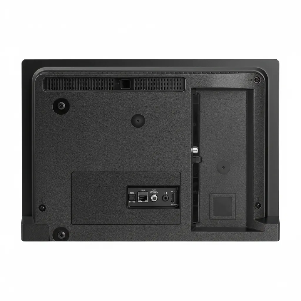 Turbo-X Hotel TV 32" Full HD — TVS-1028 — A 32-inch Turbo-X hotel TV with a Full HD 1920x1080 panel and a Smart Linux platform. Hotel features include USB cloning, hotel mode and menu, plus WiFi, Netflix, YouTube and Miracast casting. Three HDMI inputs, Ethernet and DVB-T2 with satellite tuner. (image 7)