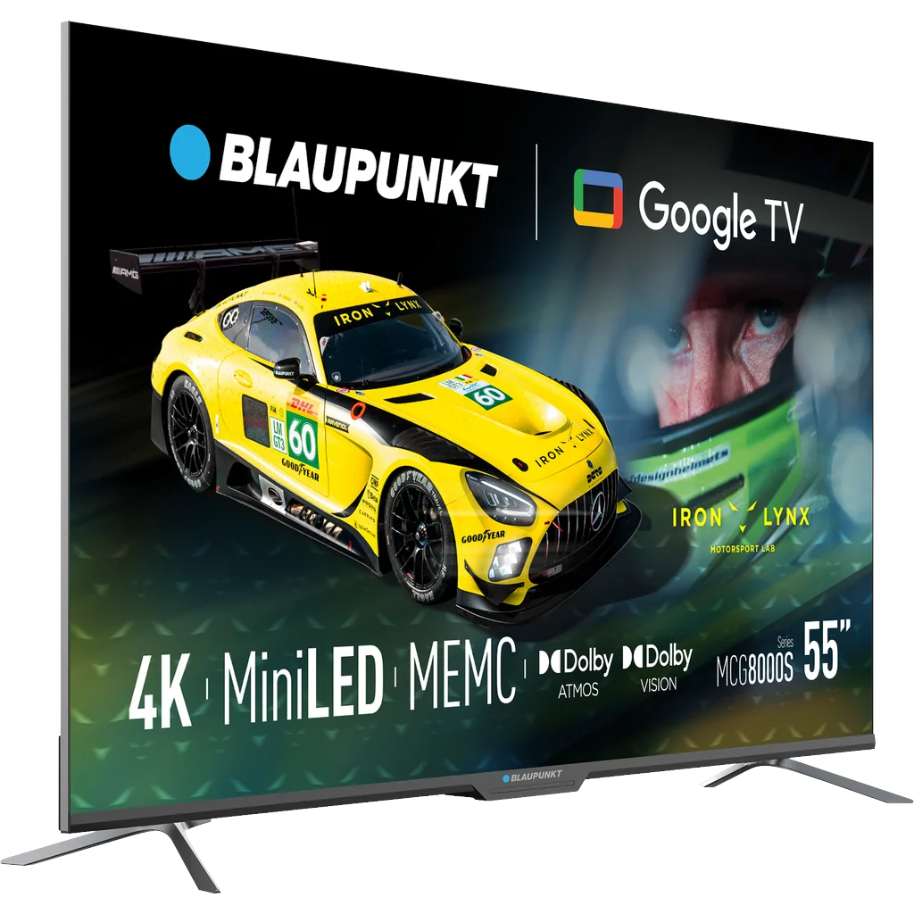 Blaupunkt 55" Mini LED 4K Ultra HD, Google TV, Dolby Atmos — TVS-1048 — A 55-inch Blaupunkt Mini LED 4K Ultra HD TV with 84 dimming zones and 700-nit peak brightness. HDR10, HDR10+ and Dolby Vision pair with Dolby Atmos sound. Google TV 5.0, 16GB storage, 3x HDMI 2.1, Wi-Fi and Bluetooth 5.1. Weighs 16 kg. (image 2)