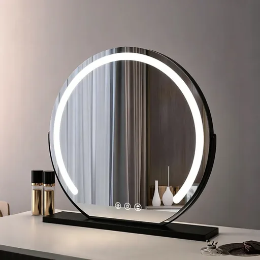 Round Tabletop Vanity Mirror with LED Ring — VNM-1027
