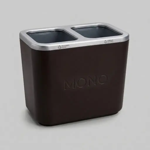 Abs + Pu Leather 2 Compartment Recycling Bin — WBN-1024
