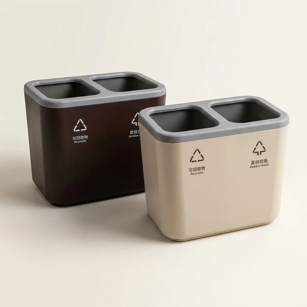 Abs + Pu Leather 2 Compartment Recycling Bin — WBN-1024 (image 4)