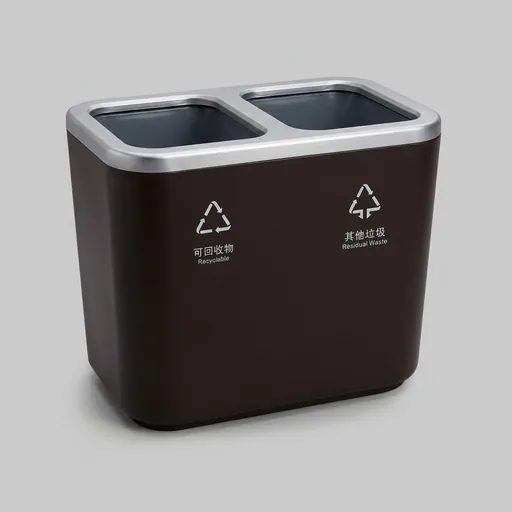 Abs + Pu Leather 2 Compartment Recycling Bin — WBN-1024