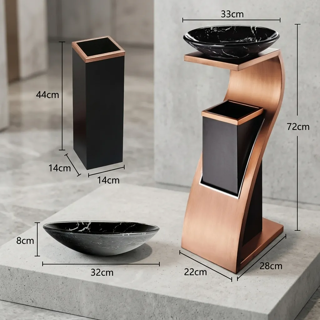 Trash Can Bin With Ashtray Stainless Steel — WBN-1025 (image 2)