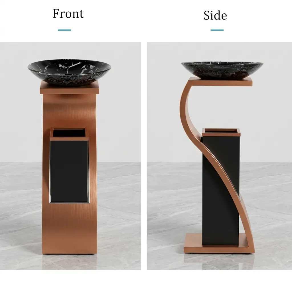 Trash Can Bin With Ashtray Stainless Steel — WBN-1025 (image 3)