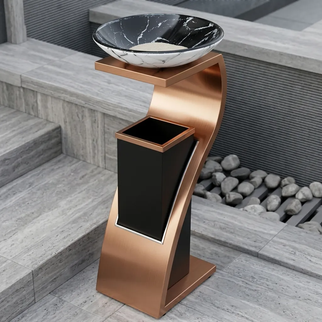 Trash Can Bin With Ashtray Stainless Steel — WBN-1025 (image 8)
