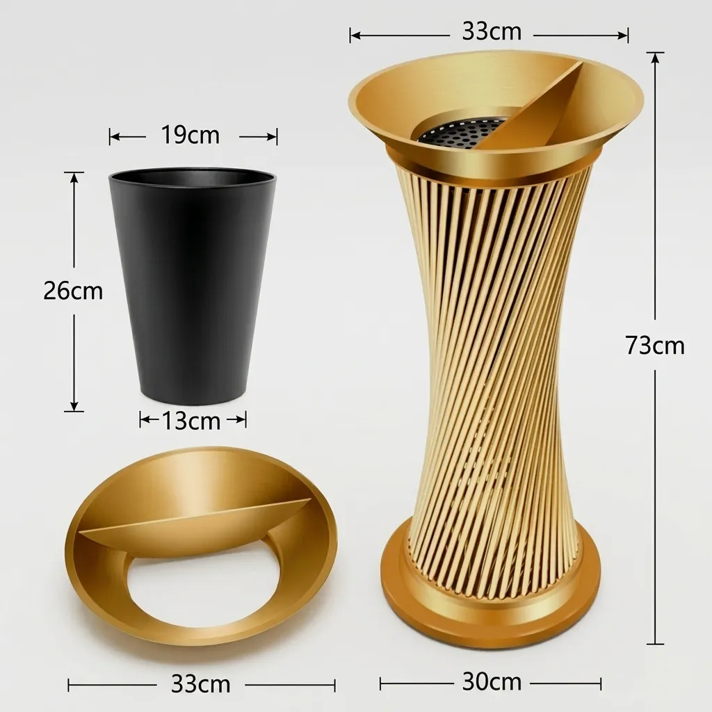 Round Trash Can Bin With Ashtray Stainless Steel [1026] — WBN-1026 (image 3)