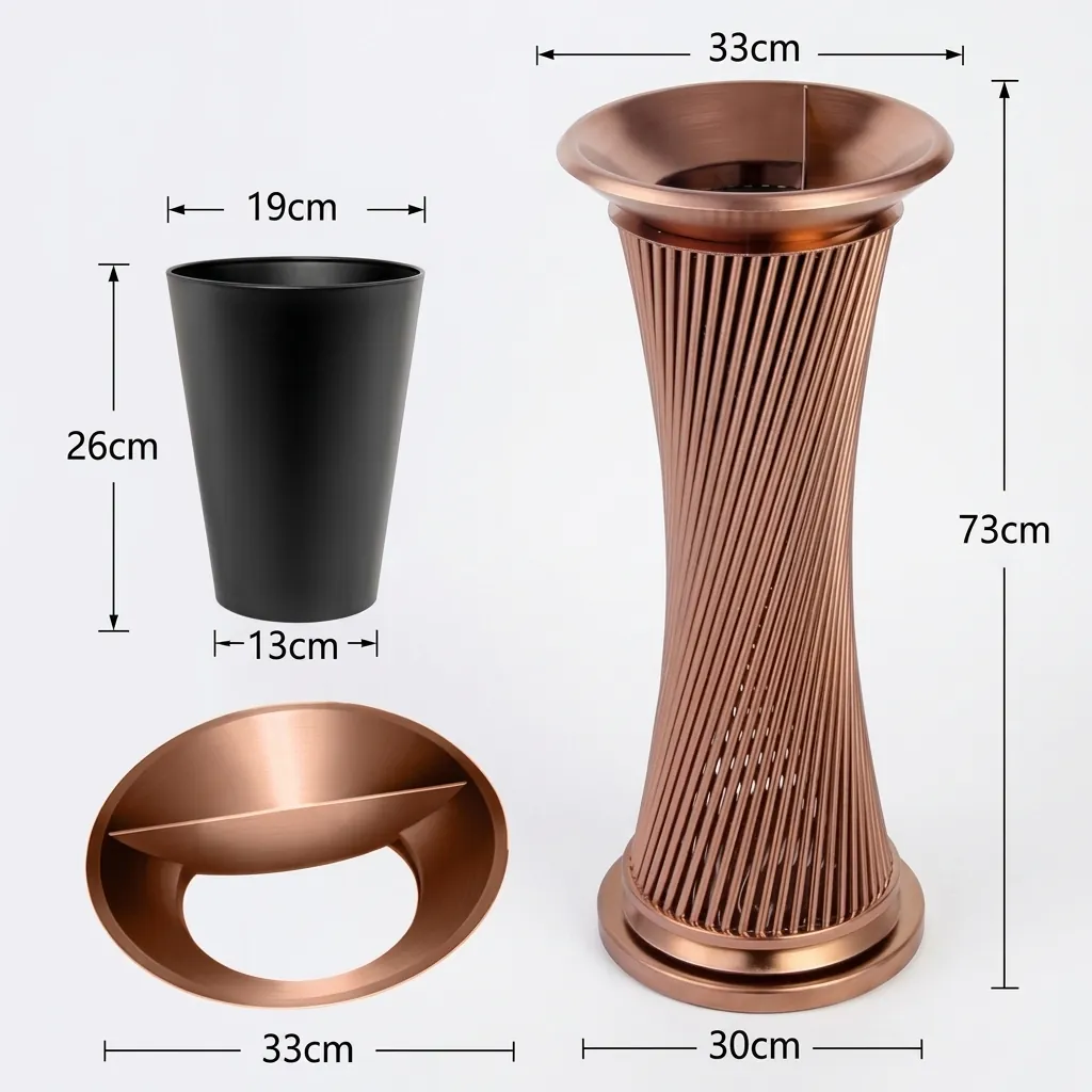 Round Trash Can Bin With Ashtray Stainless Steel [1027] — WBN-1027 (image 5)