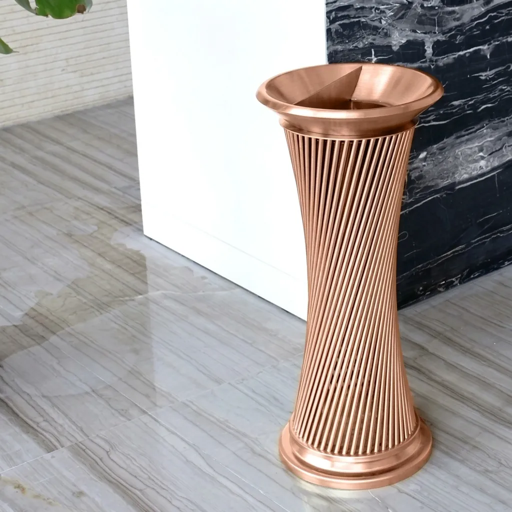 Round Trash Can Bin With Ashtray Stainless Steel [1027] — WBN-1027 (image 6)