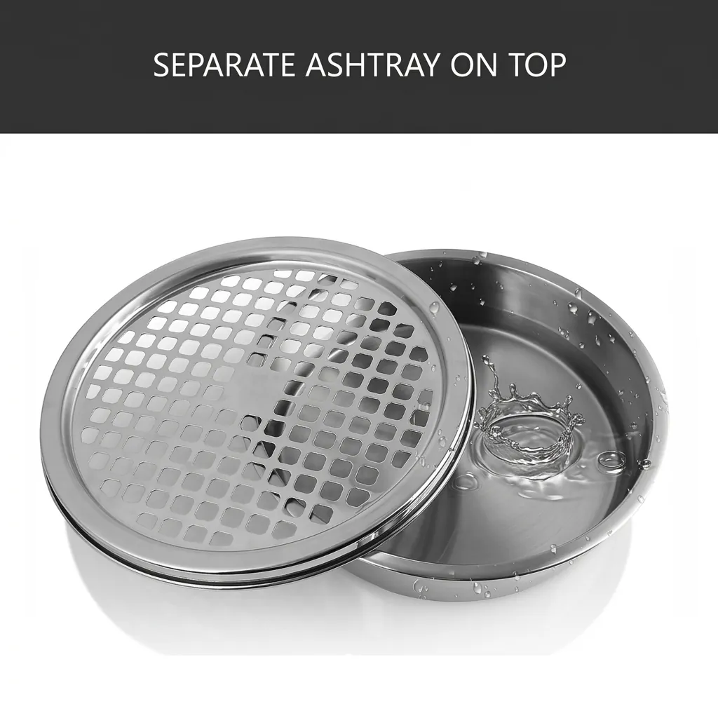 Round Standing Bin With Ashtray Stainless Steel — WBN-1029 (image 2)