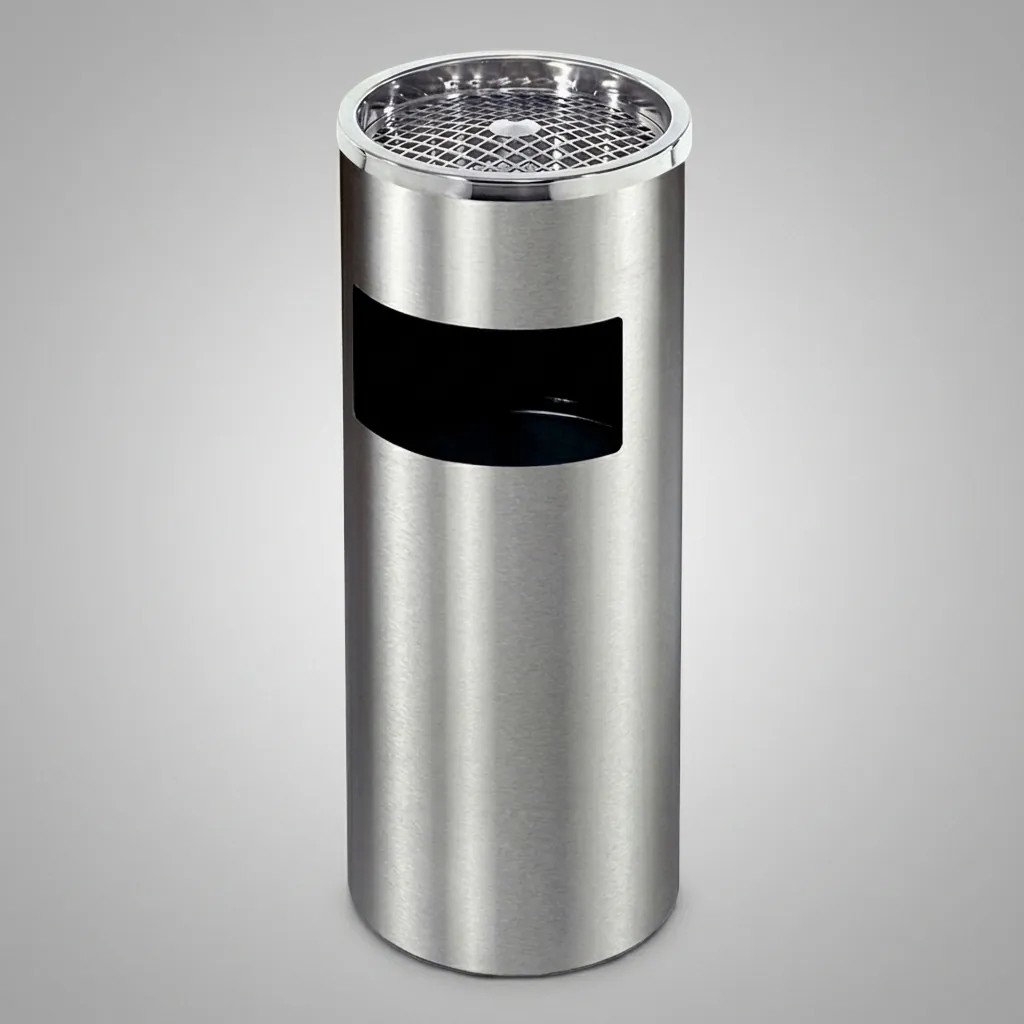 Round Standing Bin With Ashtray Stainless Steel — WBN-1029 (image 4)
