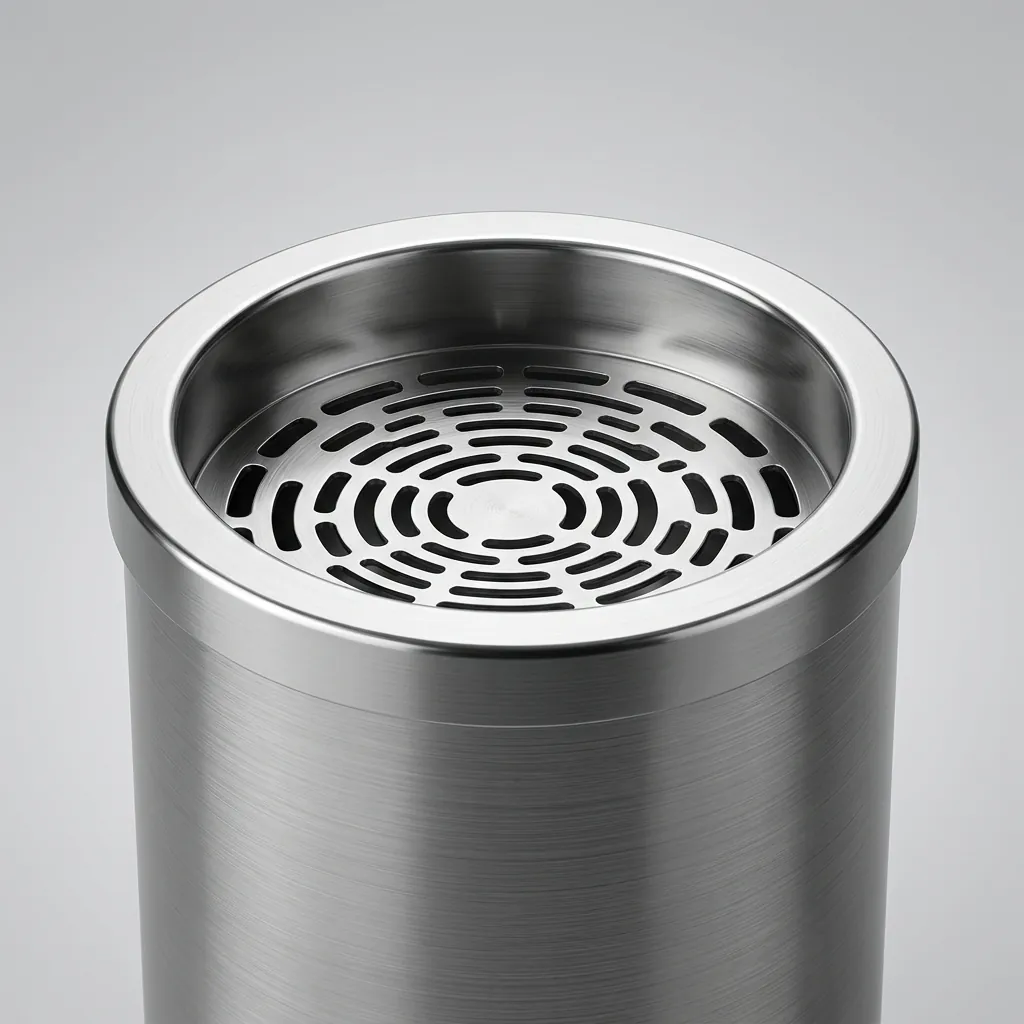 Round Standing Bin With Ashtray Stainless Steel — WBN-1029 (image 6)