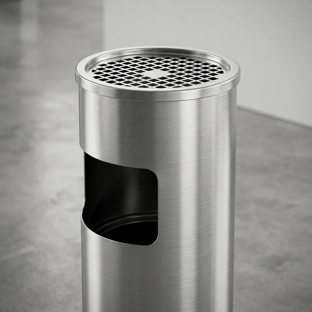 Round Standing Bin With Ashtray Stainless Steel — WBN-1029 (image 7)