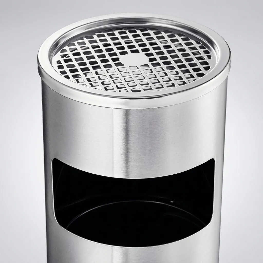 Round Standing Bin With Ashtray Stainless Steel — WBN-1029 (image 8)