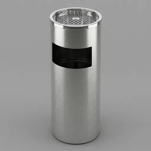 Round Standing Bin With Ashtray Stainless Steel — WBN-1029