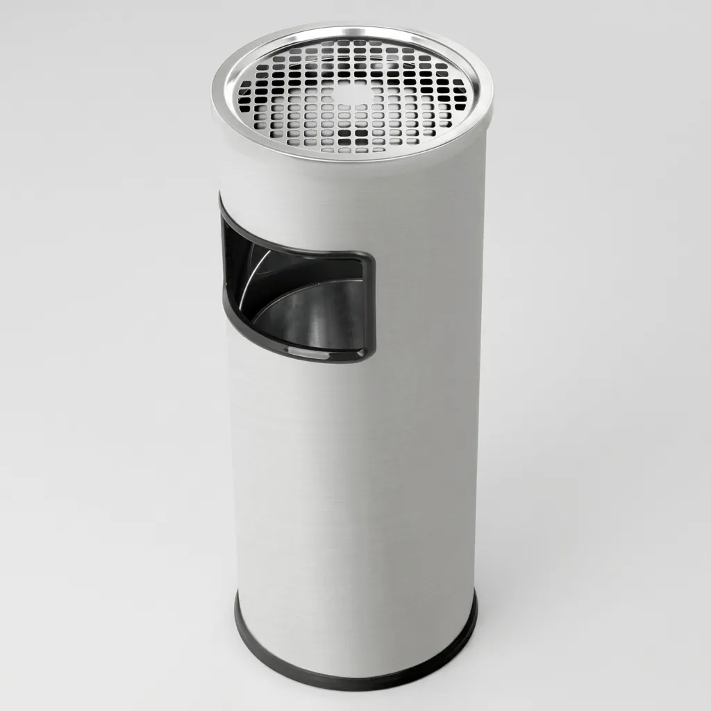 Round Standing Bin With Ashtray Stainless Steel Matt Finish — WBN-1030 (image 4)