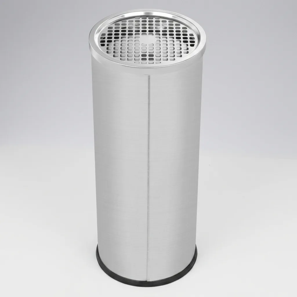 Round Standing Bin With Ashtray Stainless Steel Matt Finish — WBN-1030 (image 6)