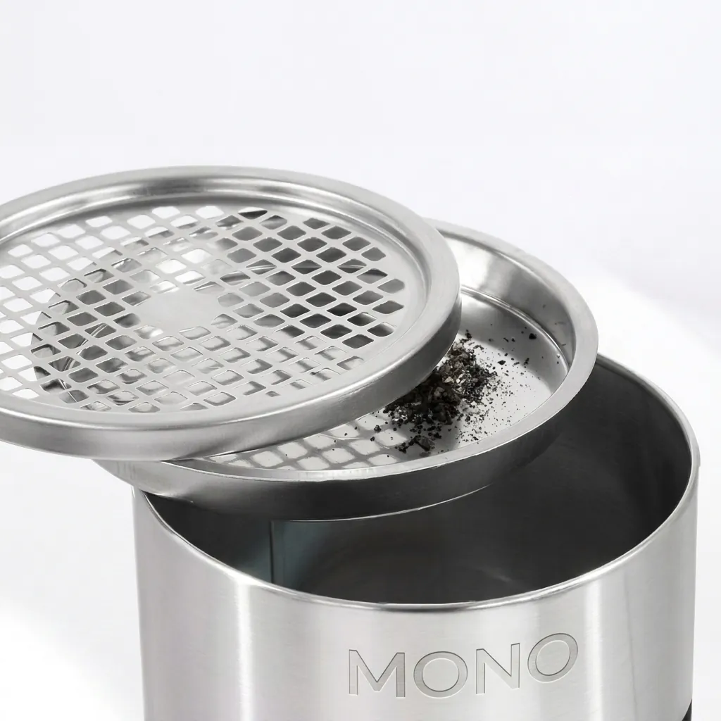 Round Standing Bin With Ashtray Stainless Steel Matt Finish — WBN-1030 (image 1)