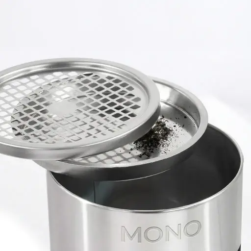 Round Standing Bin With Ashtray Stainless Steel Matt Finish — WBN-1030