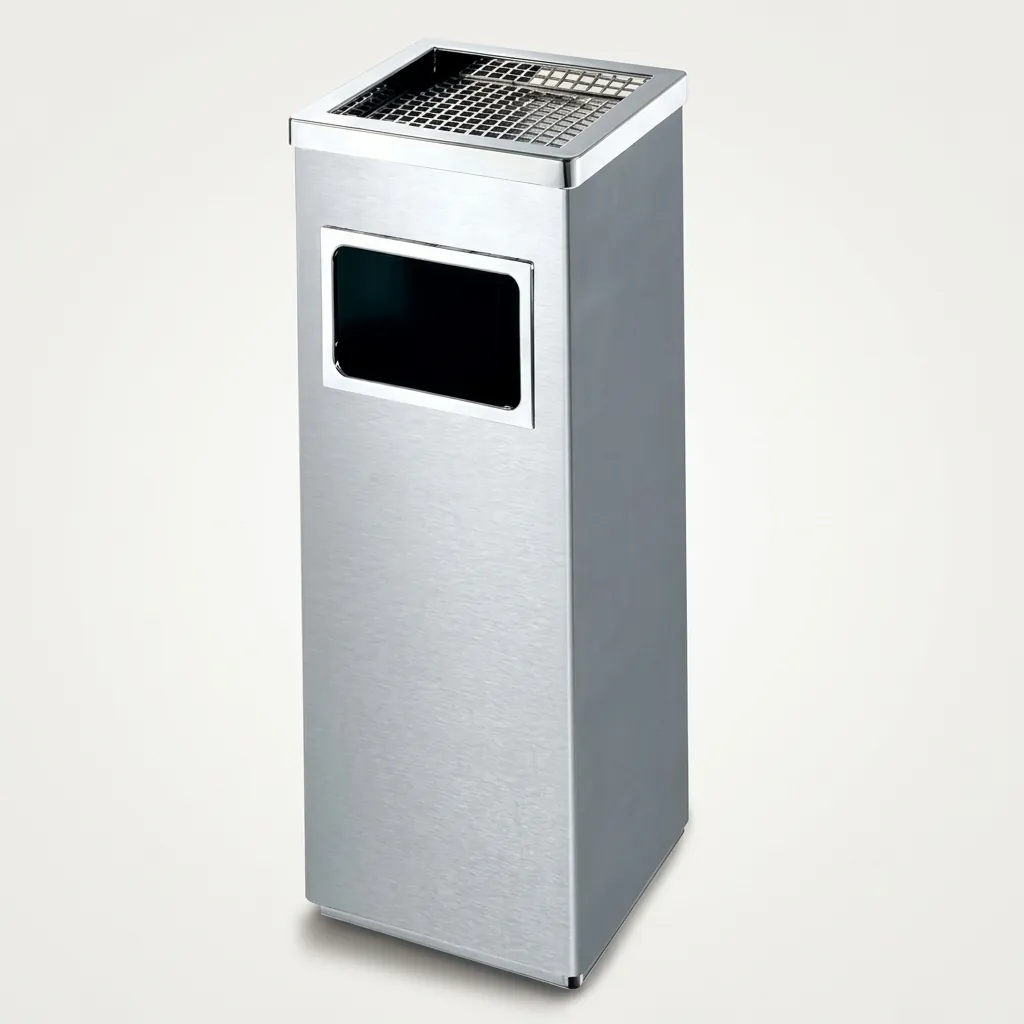Square Standing Bin With Ashtray Stainless Steel [1031] — WBN-1031 (image 5)
