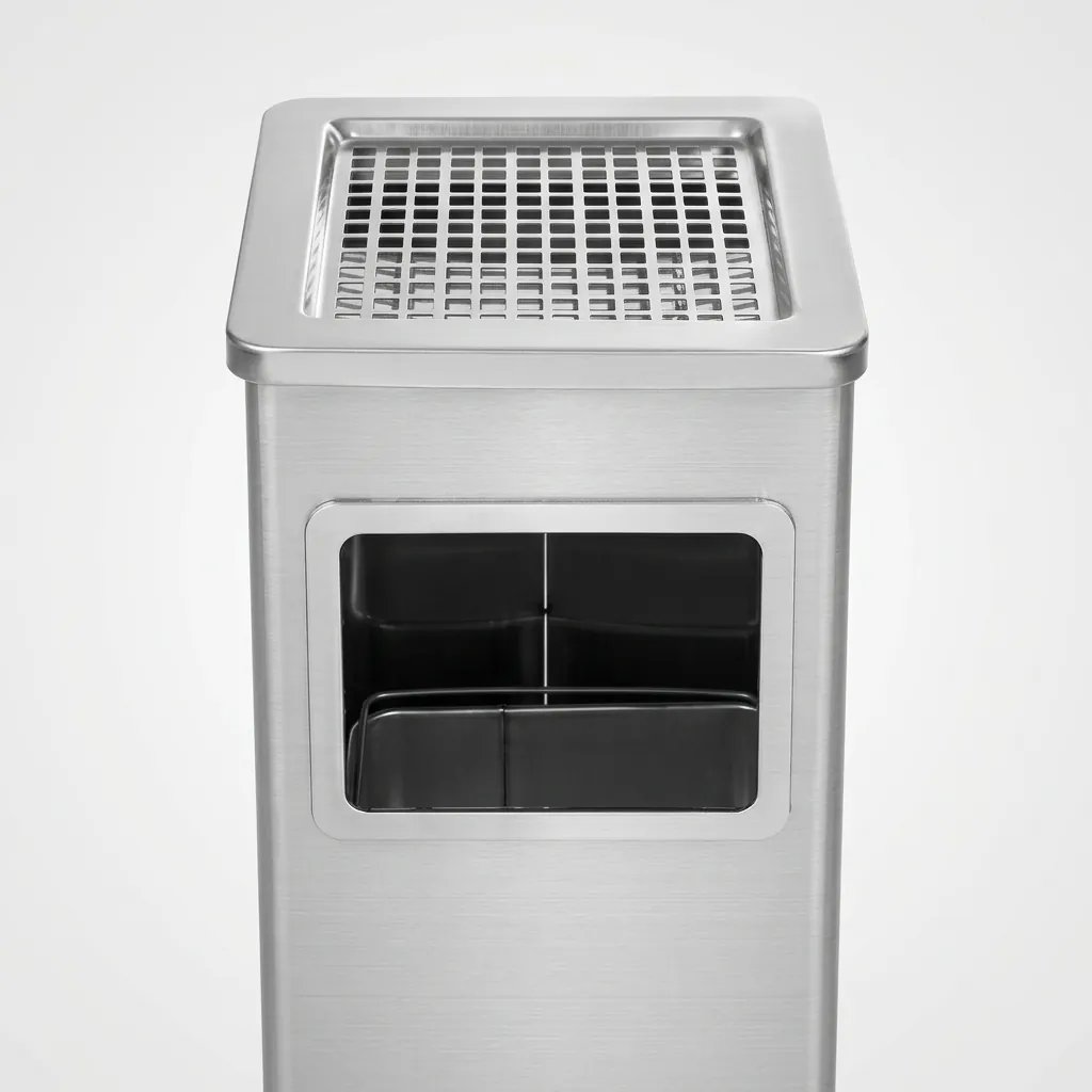 Square Standing Bin With Ashtray Stainless Steel [1031] — WBN-1031 (image 7)