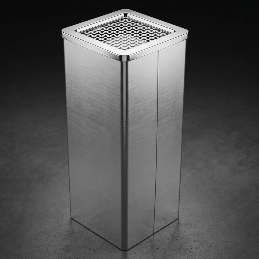 Square Standing Bin With Ashtray Stainless Steel [1031] — WBN-1031 (image 8)