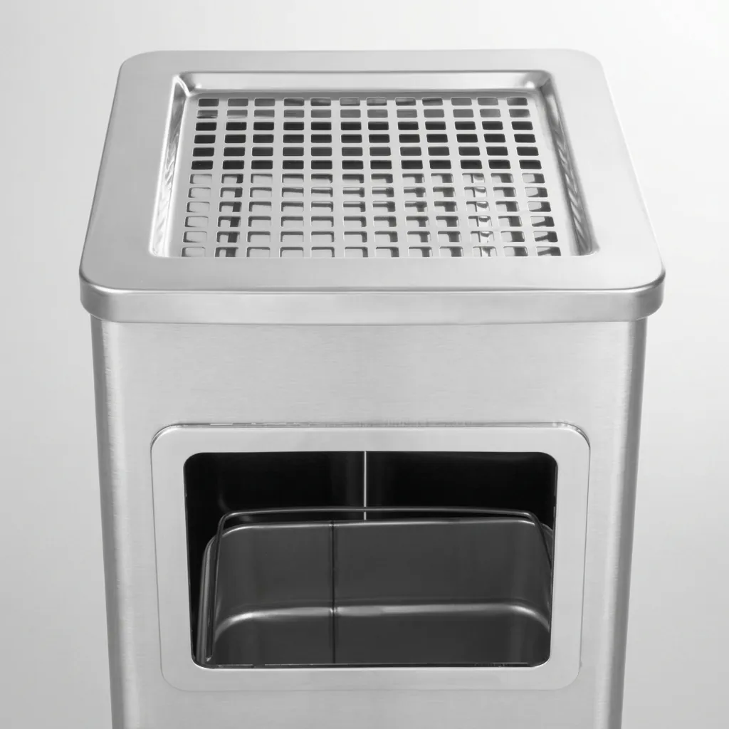 Square Standing Bin With Ashtray Stainless Steel [1031] — WBN-1031 (image 9)