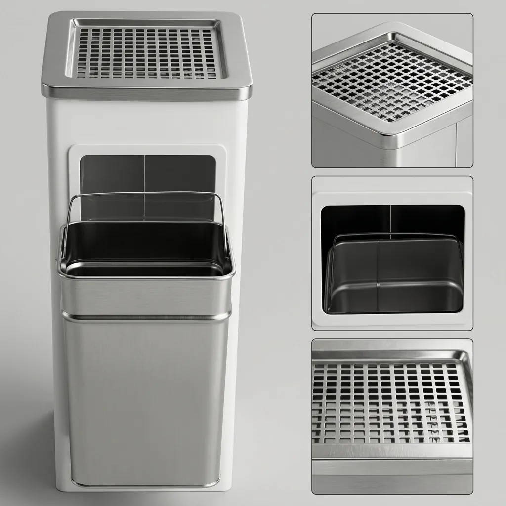 Square Standing Bin With Ashtray Stainless Steel [1031] — WBN-1031 (image 11)