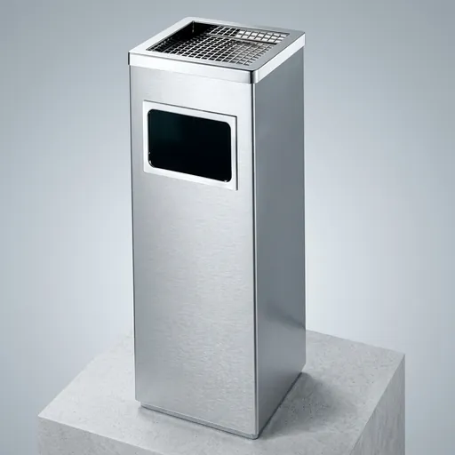 Square Standing Bin With Ashtray Stainless Steel [1031] — WBN-1031