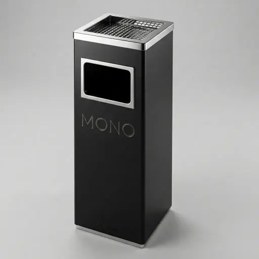 Square Standing Bin With Ashtray Stainless Steel [1032] — WBN-1032