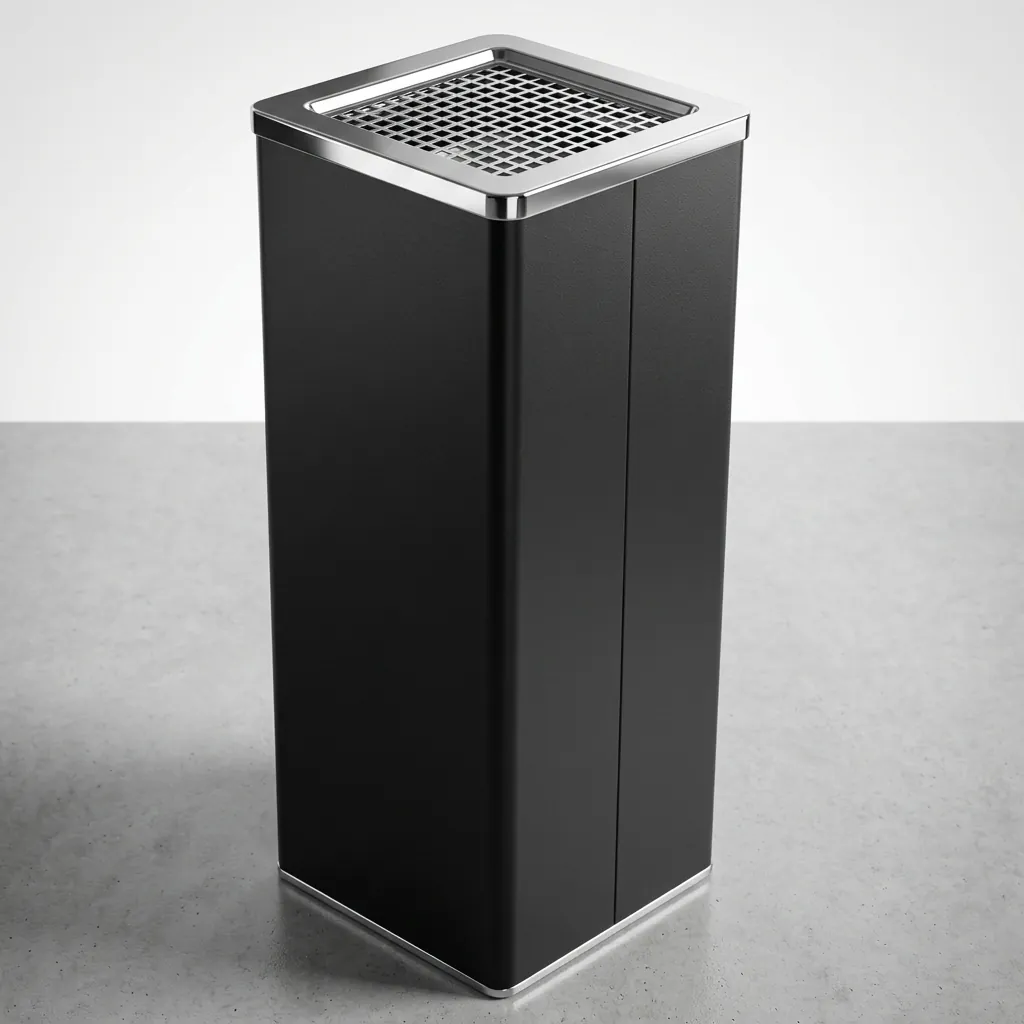 Square Standing Bin With Ashtray Stainless Steel [1032] — WBN-1032 (image 9)