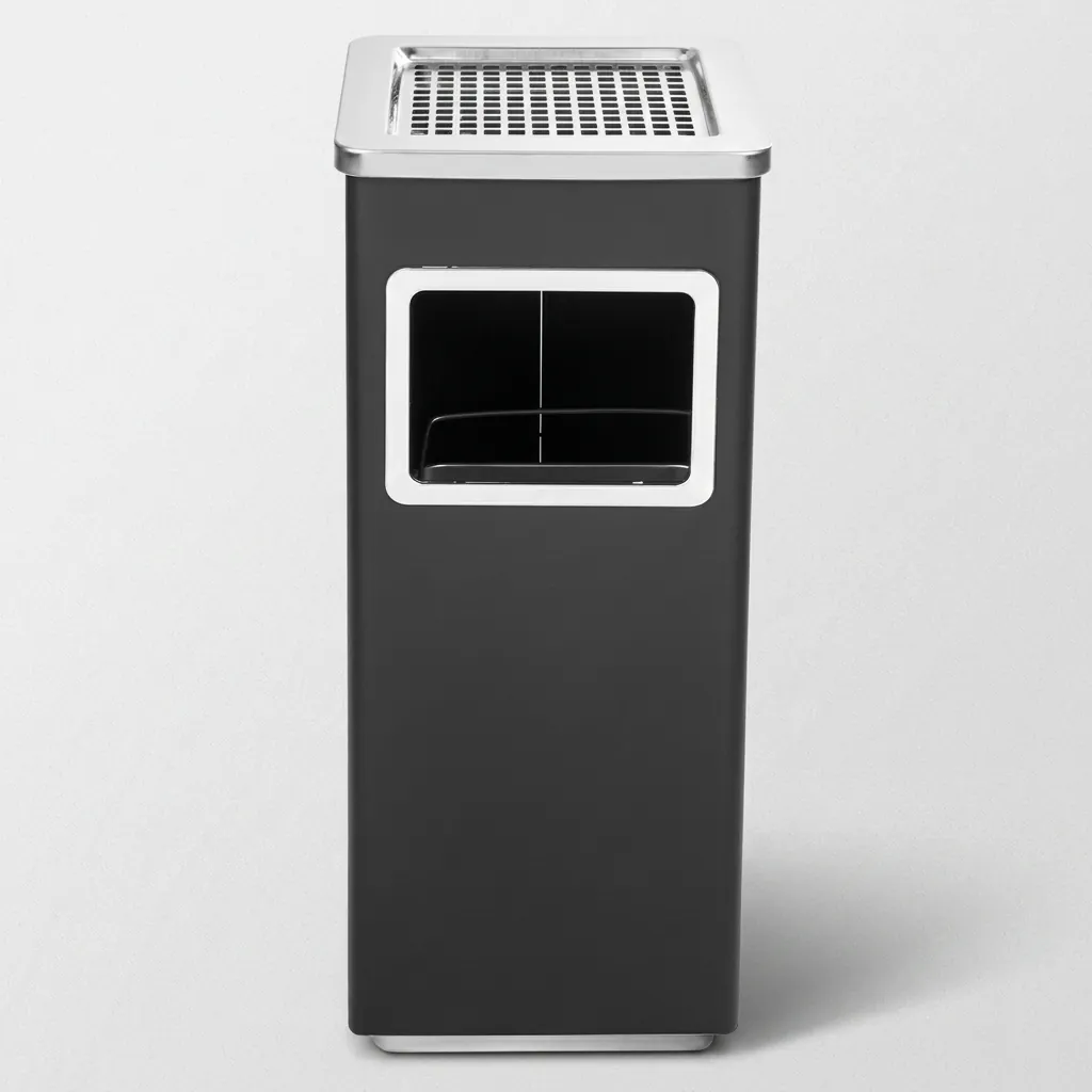 Square Standing Bin With Ashtray Stainless Steel [1032] — WBN-1032 (image 10)