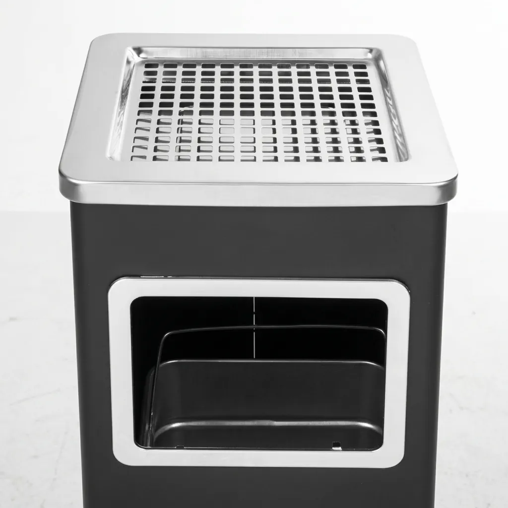 Square Standing Bin With Ashtray Stainless Steel [1032] — WBN-1032 (image 11)