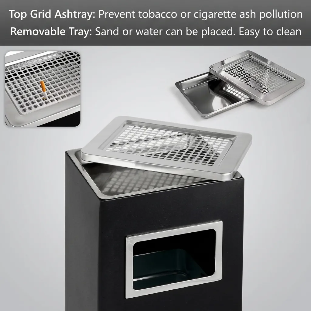 Rectangle Standing Bin With Ashtray — WBN-1033 (image 12)