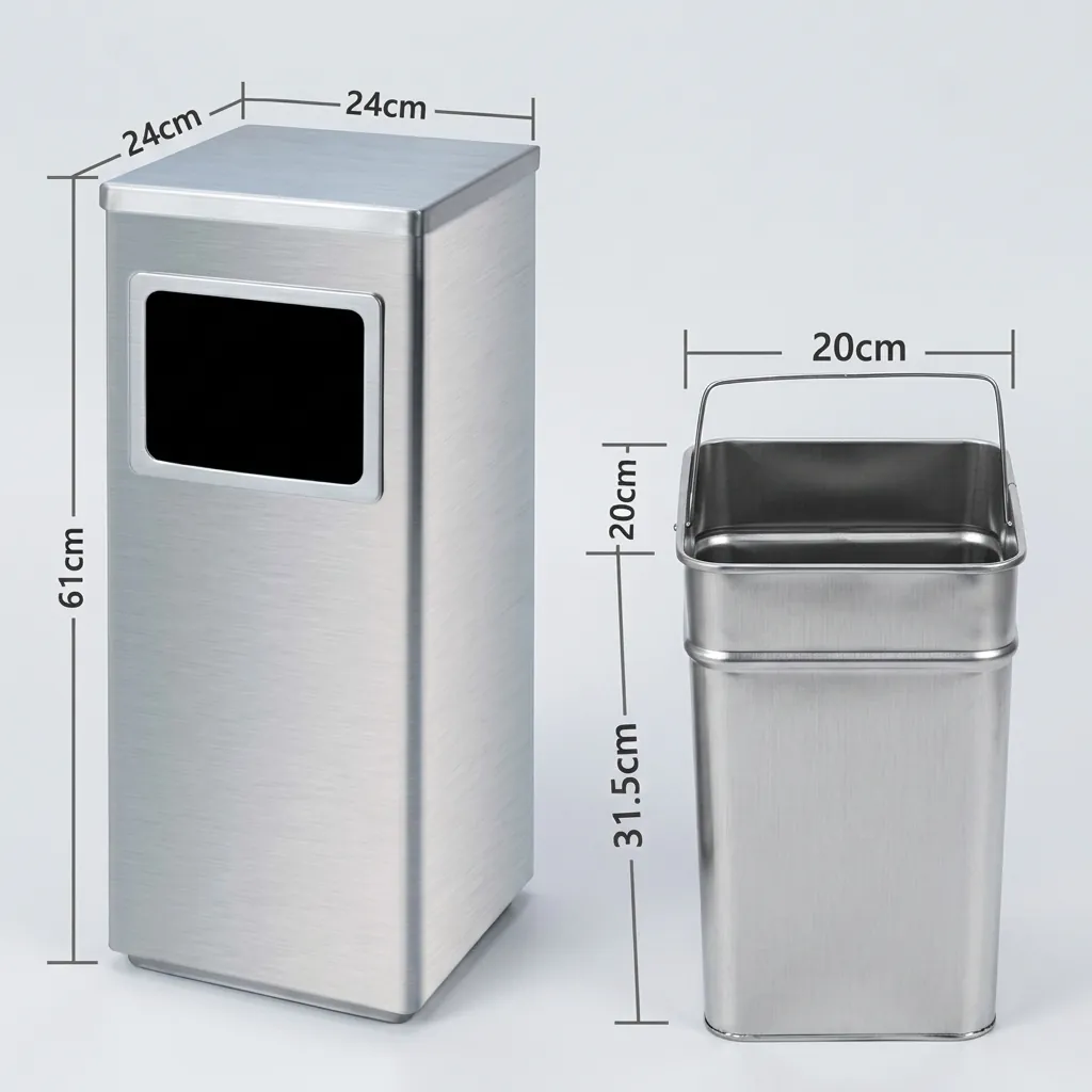 Square Standing Bin With Ashtray And Closed Lid — WBN-1034 (image 3)