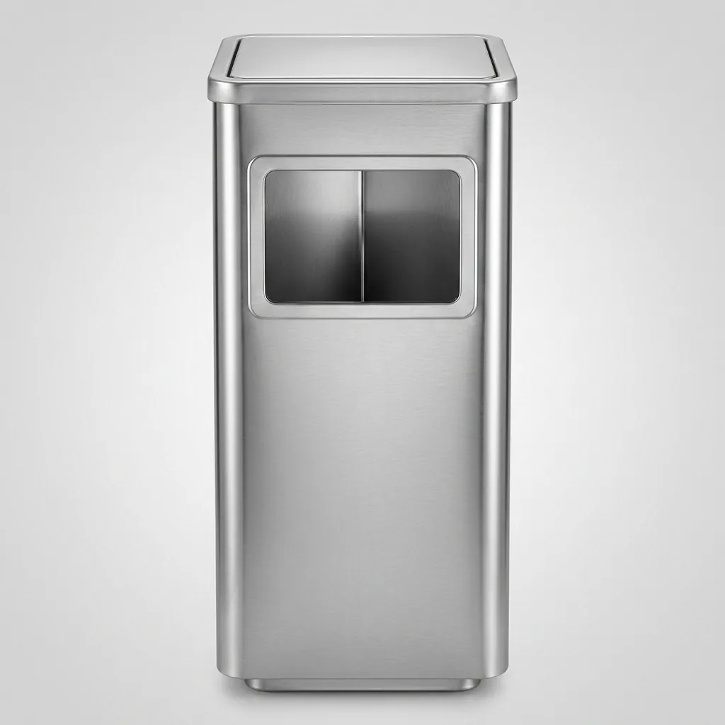 Square Standing Bin With Ashtray And Closed Lid — WBN-1034 (image 4)