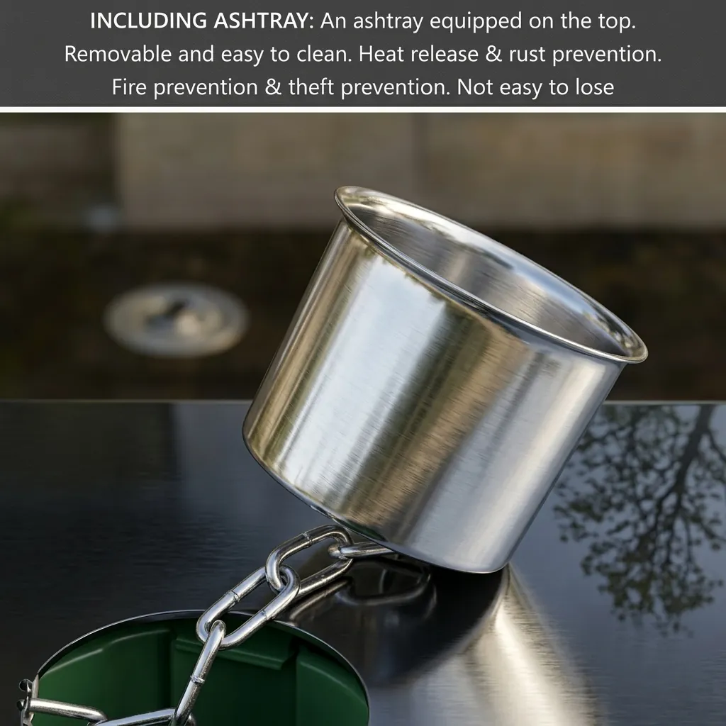 Galvanized Steel Outdoor Recycle Bin With 2 Compartment & Ashtray — WBN-1035 (image 2)