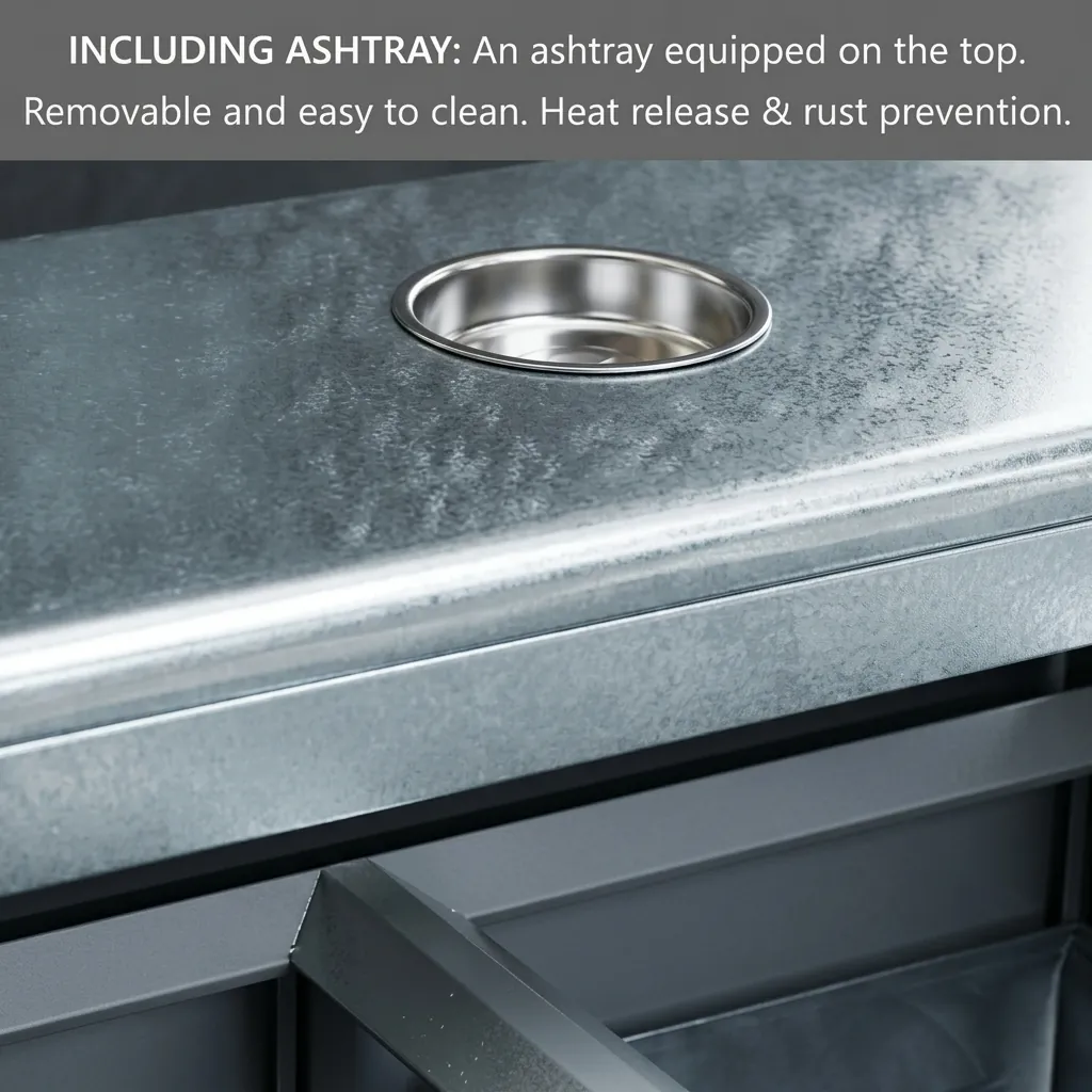 Stainless Steel Outdoor Recycle Bin With 2 Compartment & Ashtray — WBN-1036 (image 5)