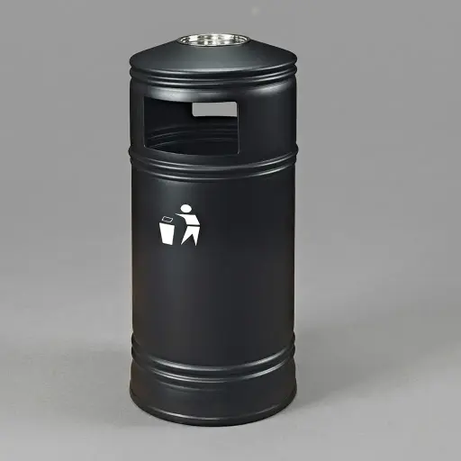 Round Outdoor Metal Trash Can Bin 55L [1038]