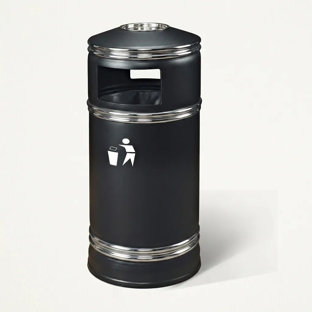 Round Outdoor Metal Trash Can Bin 55L [1038] — WBN-1038 (image 3)