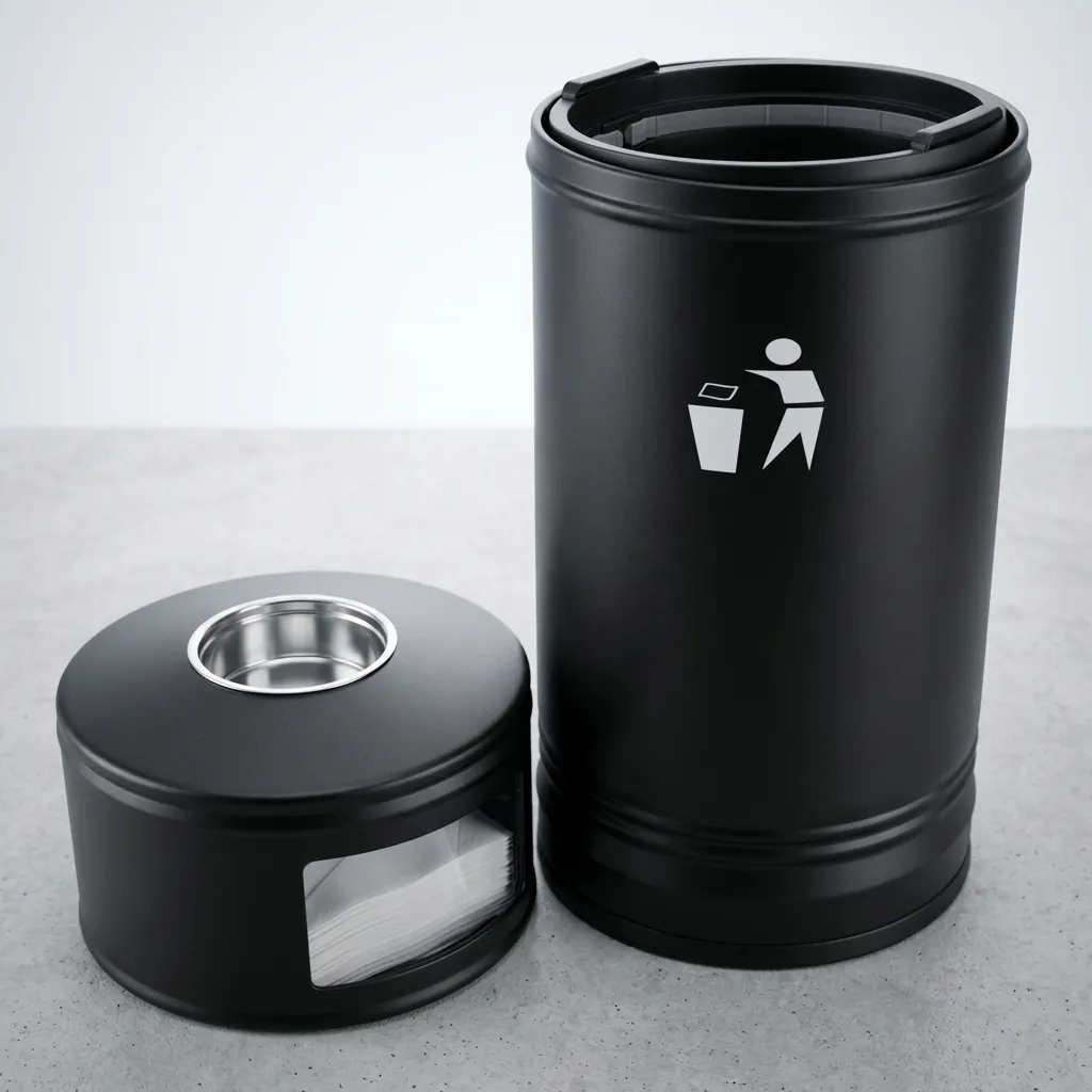 Round Outdoor Metal Trash Can Bin 55L [1038] — WBN-1038 (image 4)
