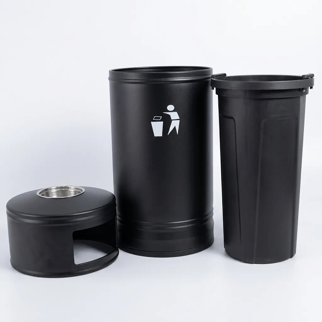 Round Outdoor Metal Trash Can Bin 55L [1038] — WBN-1038 (image 5)