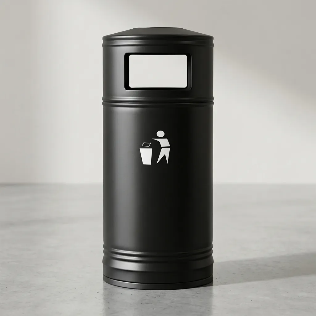 Round Outdoor Metal Trash Can Bin 55L [1038] — WBN-1038 (image 6)