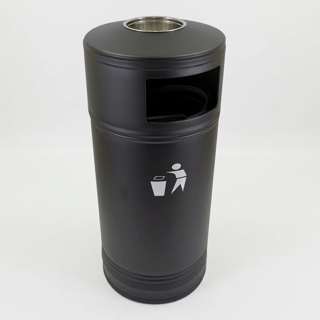 Round Outdoor Metal Trash Can Bin 55L [1038] — WBN-1038 (image 7)