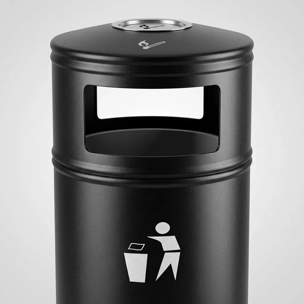 Round Outdoor Metal Trash Can Bin 55L [1038] — WBN-1038 (image 8)