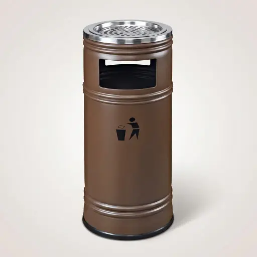 Round Outdoor Metal Trash Can Bin 55L [1039] — WBN-1039