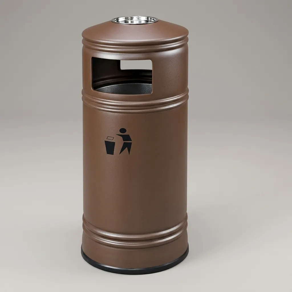 Round Outdoor Metal Trash Can Bin 55L [1039] — WBN-1039 (image 3)