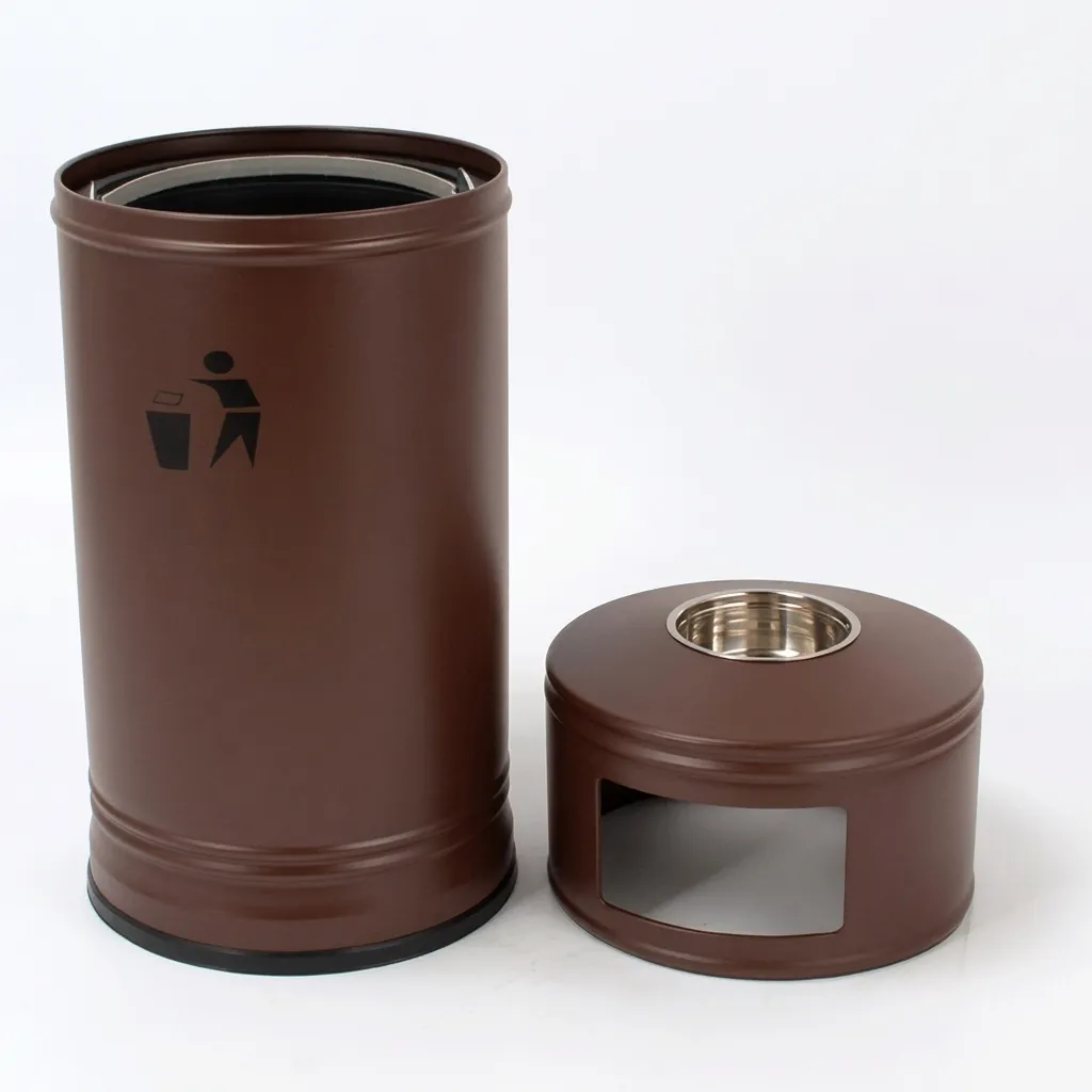 Round Outdoor Metal Trash Can Bin 55L [1039] — WBN-1039 (image 4)
