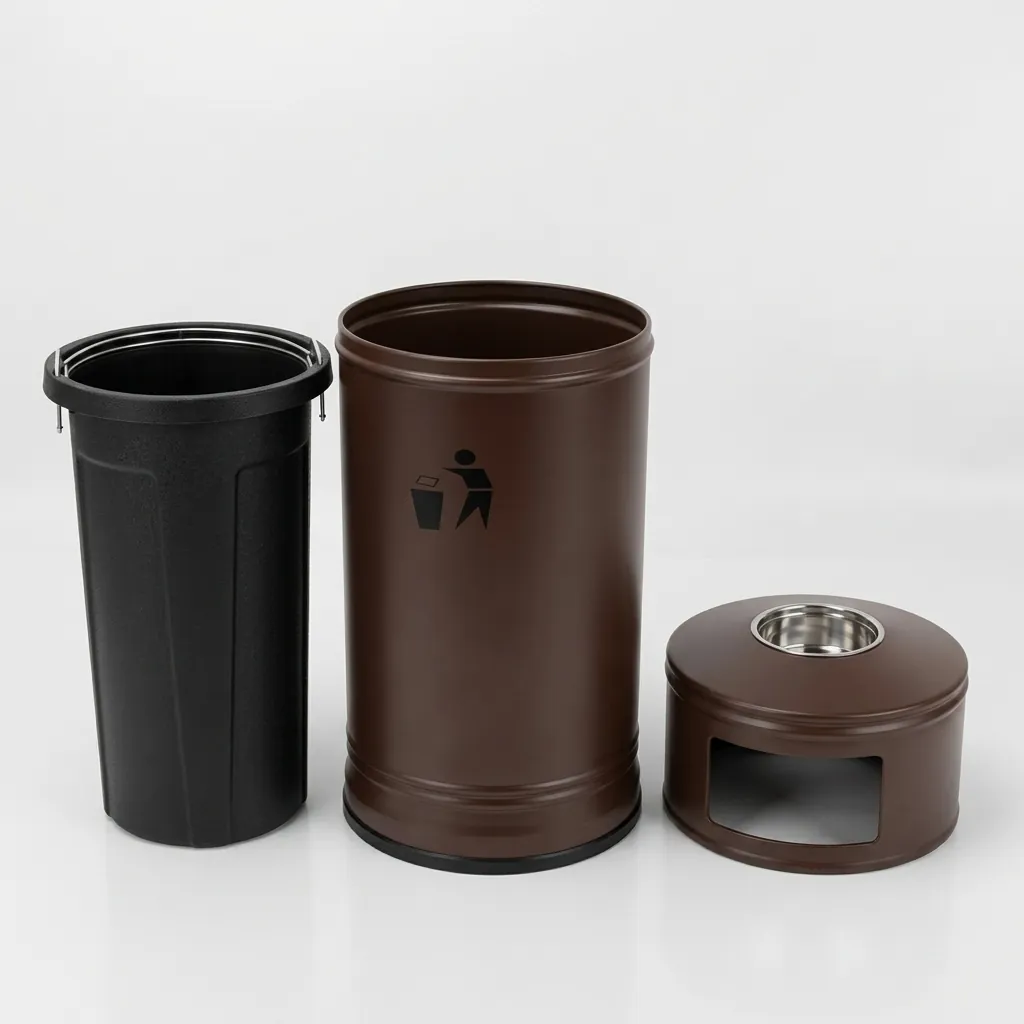 Round Outdoor Metal Trash Can Bin 55L [1039] — WBN-1039 (image 5)