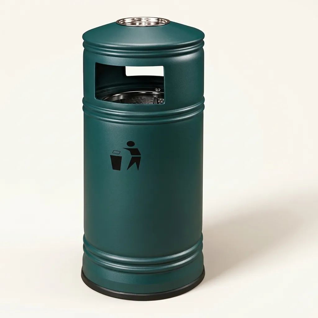 Round Outdoor Metal Trash Can Bin 55L [1040] — WBN-1040 (image 3)